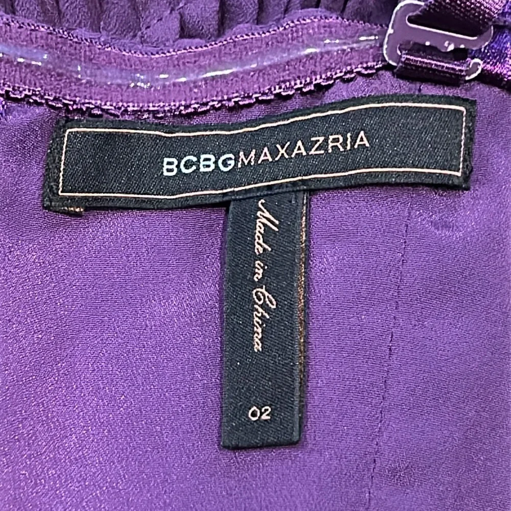 BCGBMaxAzria Pleated Chiffon Mini Dress 2 Removable Straps Grape Purple Party